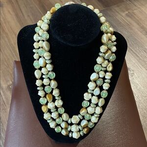 VTG Hong Kong Elegant 3 Strand Beaded Necklace